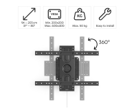 Hama Uchwyt do TV z rotacją 360° pion/poziom VESA 600x400 80" - 1516979 - zdjęcie 4